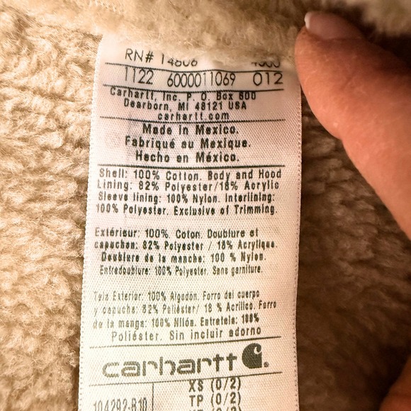 Carhartt Women's XS Loose Fit Sherpa Lined Washed Duck Jacket Dark Brown NWT - Picture 10 of 12